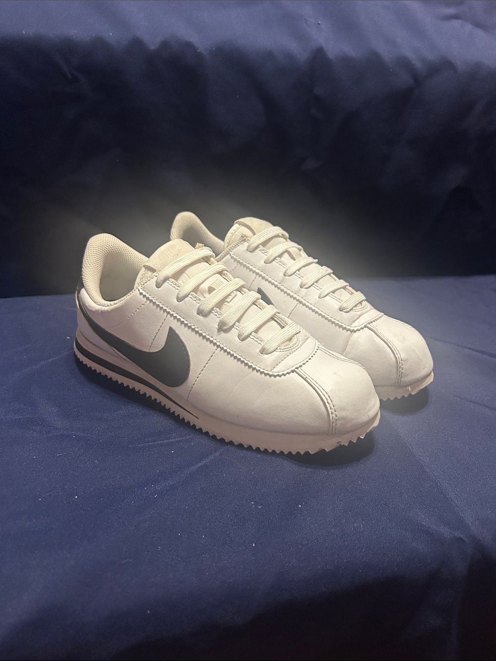 Nike Classic Cortez Women's White with Black Swoosh Athletic Shoes